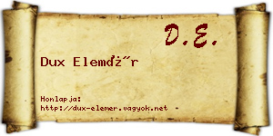 Dux Elemér névjegykártya